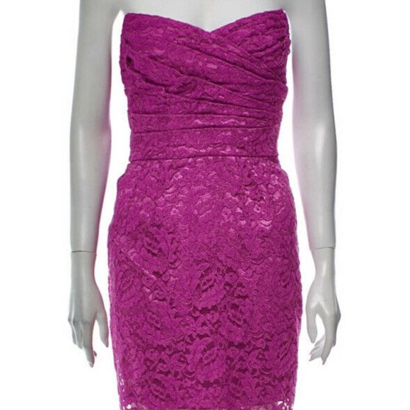 Dolce & Gabbana Fuchsia Lace Strapless Dress $2,350 IT40 US4 - Picture 9 of 15